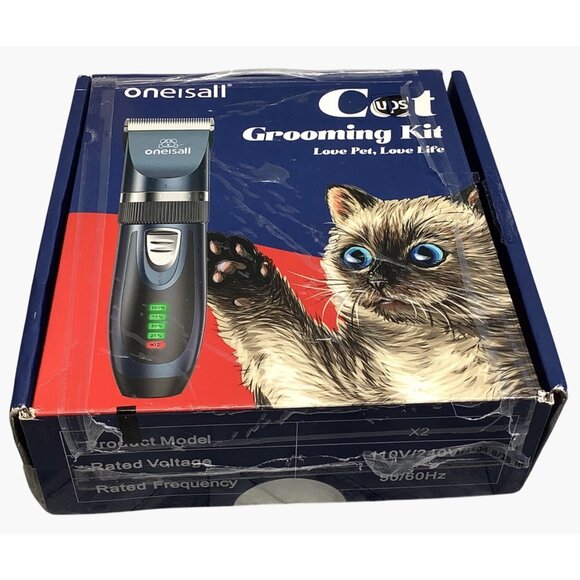 Oneisall Cat Grooming Kit Clippers Scissors Comb Hair Trimmer Set Quiet Shaver - Picture 9 of 13